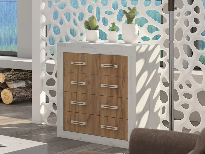 Komoda GOUDINI 4S – craft bílá / craft zlatá, 5 let záruka