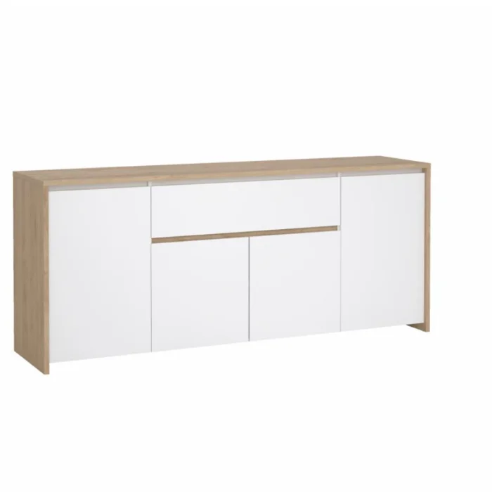 Komoda NEXT 50316: dub hickory / bílá, extra vysoký lesk