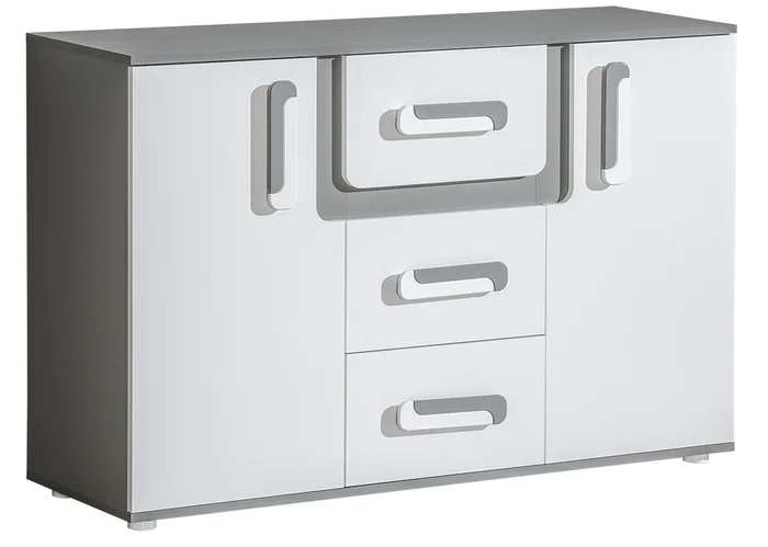 Komoda ORAKI 2D3S antracit/bílá