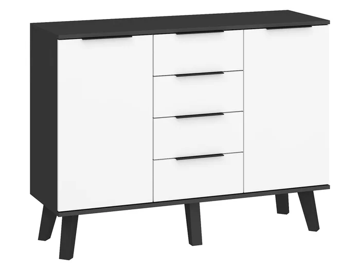 Komoda OSMAK 2D4S – černá/bílý lesk, 5letá záruka