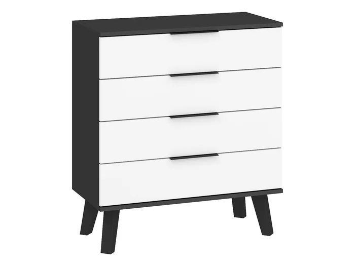 Komoda OSMAK 4S černá/bílý lesk