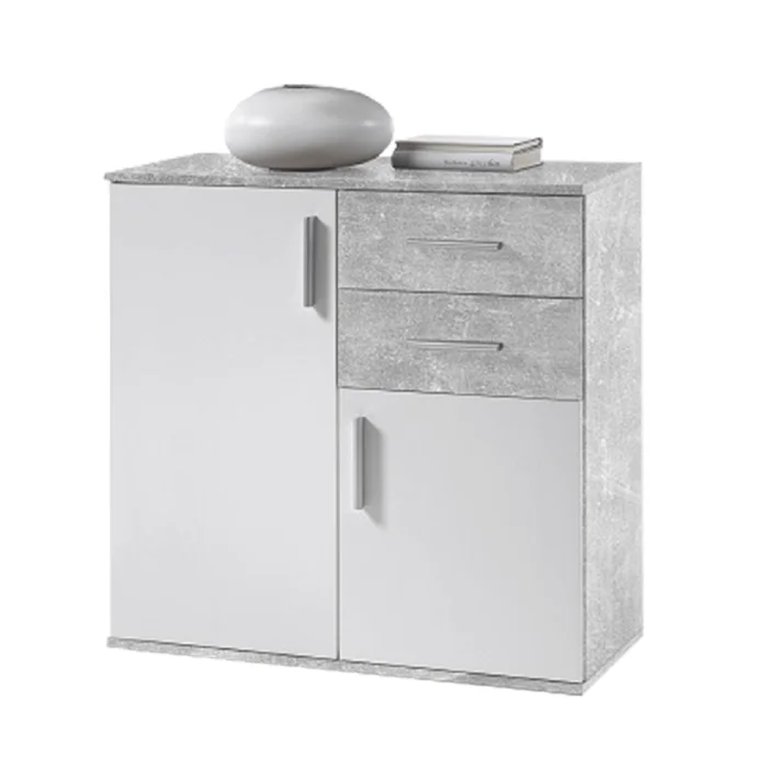 Komoda POPPY 4, bílá/beton