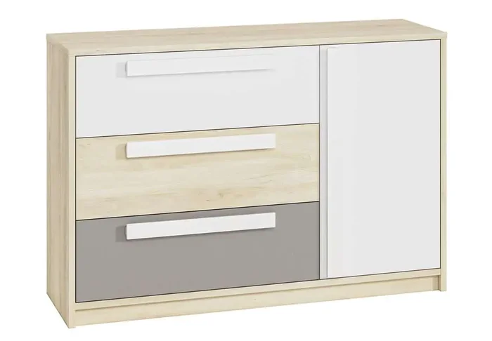 Komoda REPENS 1D3S buk fjord/bílá/šedá