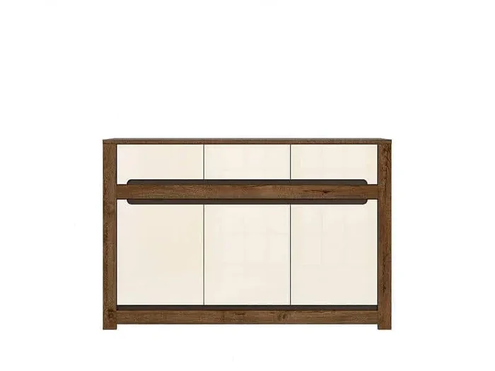 Komoda Ruso KOM3D3S – Dub April/Perleťový lesk