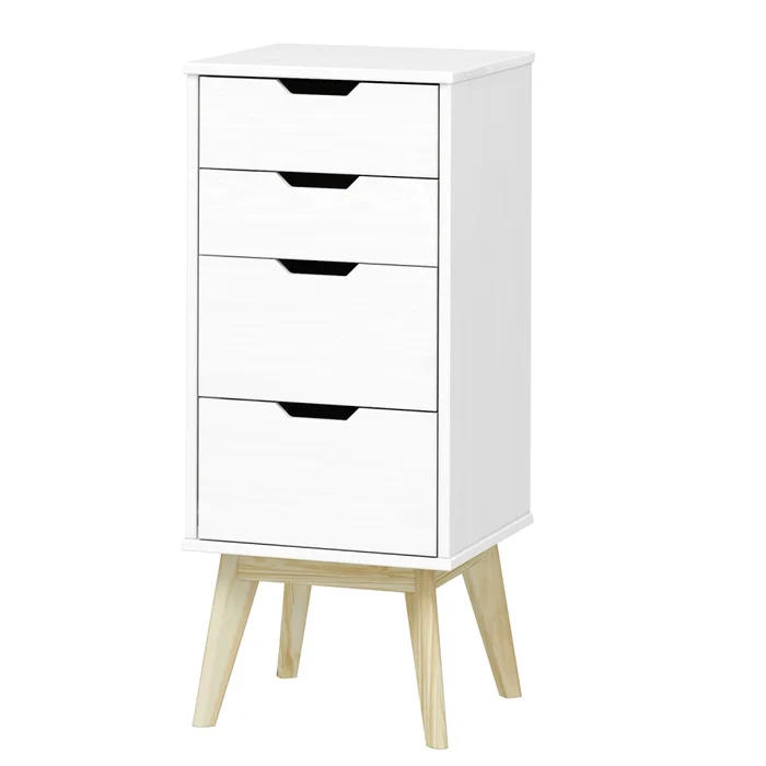 Komoda SIMIR 4S – masiv borovice, bílý lak