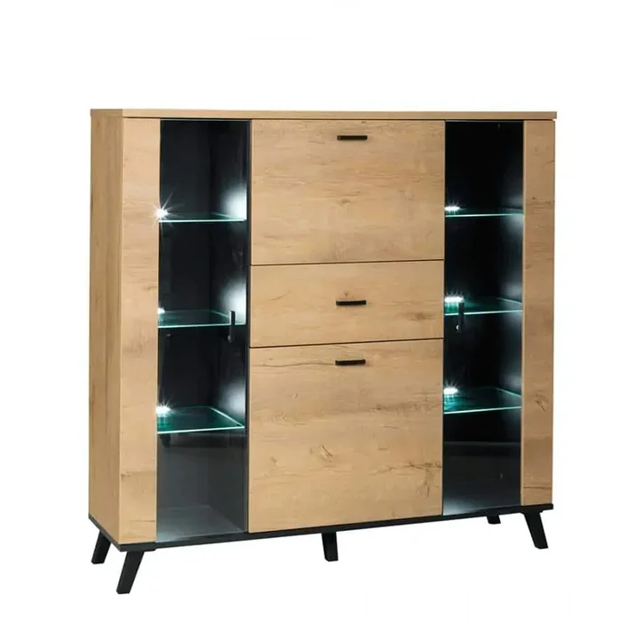 Komoda SIRAN Typ 3 – dub Lefkas / černá