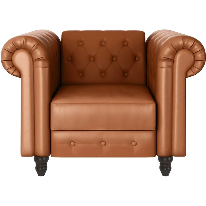 Koňakově hnědé křeslo Chesterfield Felix