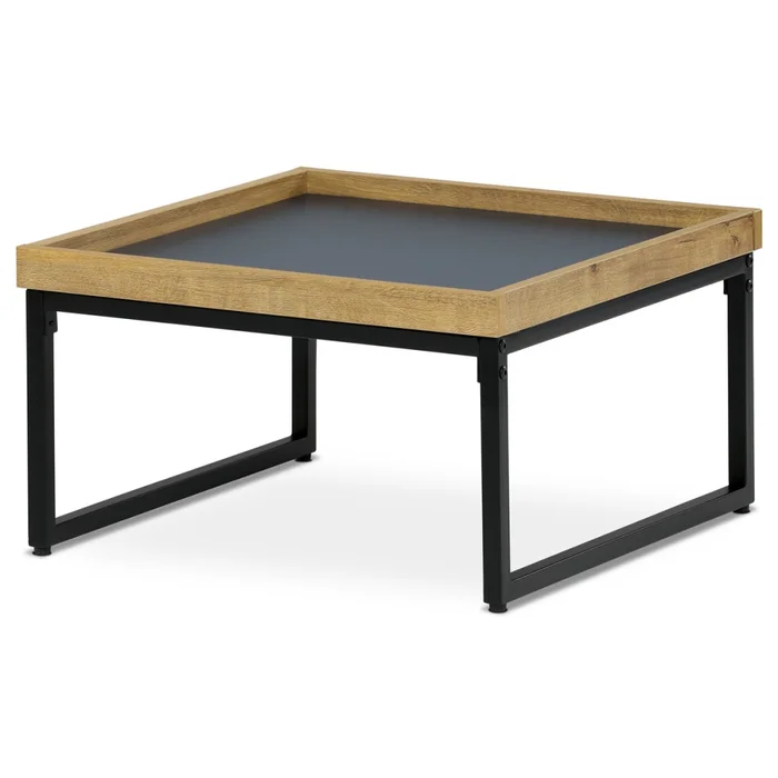 Konferenční stolek GARLEMXER I 53×53 cm, divoký dub, černé kovové nohy