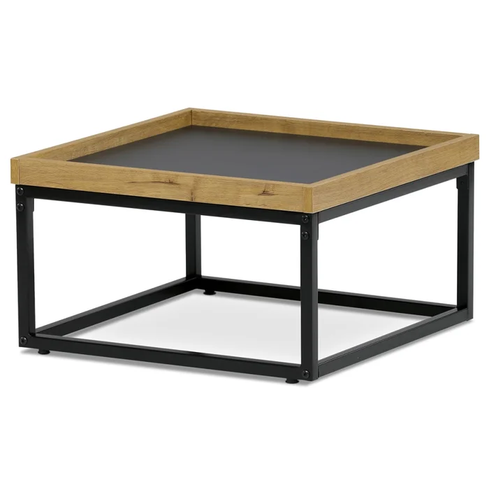 Konferenční stolek GARLEMXER II 53×53 cm, divoký dub a černý kov