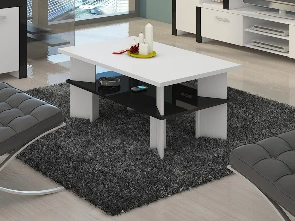 Konferenční stolek SENTANI II – bílý/černý lesk