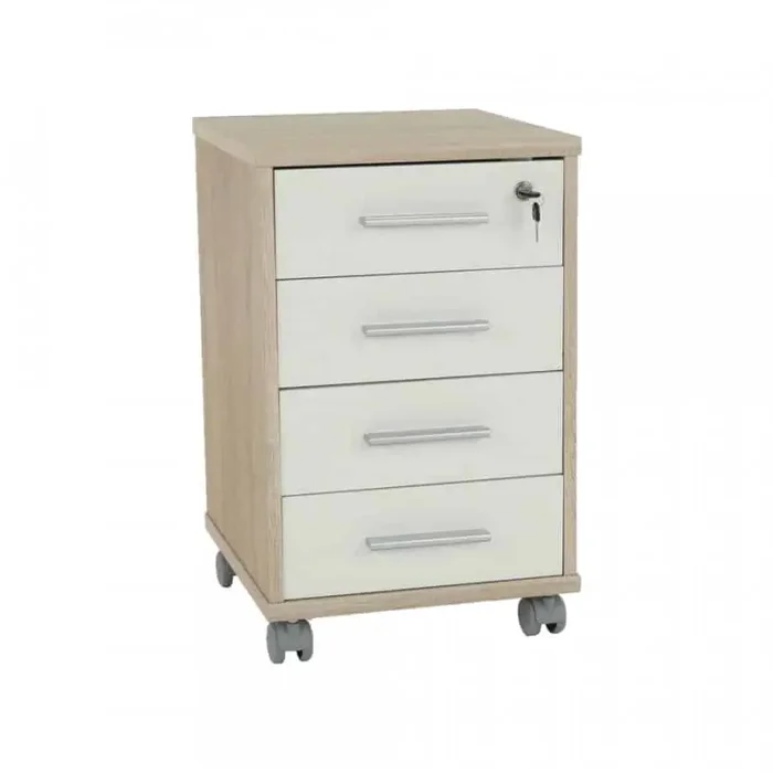 Kontejner JOHAN NEW 12 dub sonoma/bílá s uzamykatelným šuplíkem