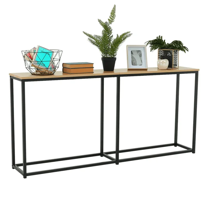 Konzolový stolek BUSTA – dubová deska a černá ocel