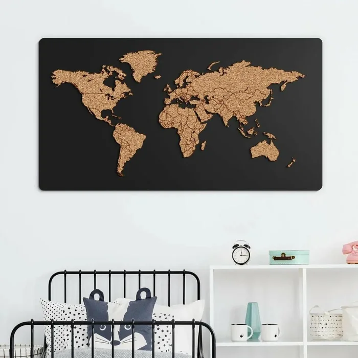 Korková mapa světa 3D s možností zapichování