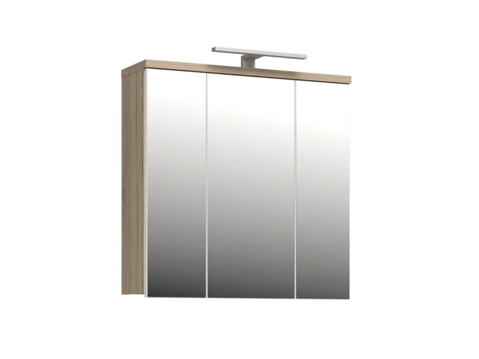 Koupelnová horní skříňka s LED osvětlením, dub sonoma/bílý lesk, 68,6 × 68,1 × 20 cm (5 let záruka)