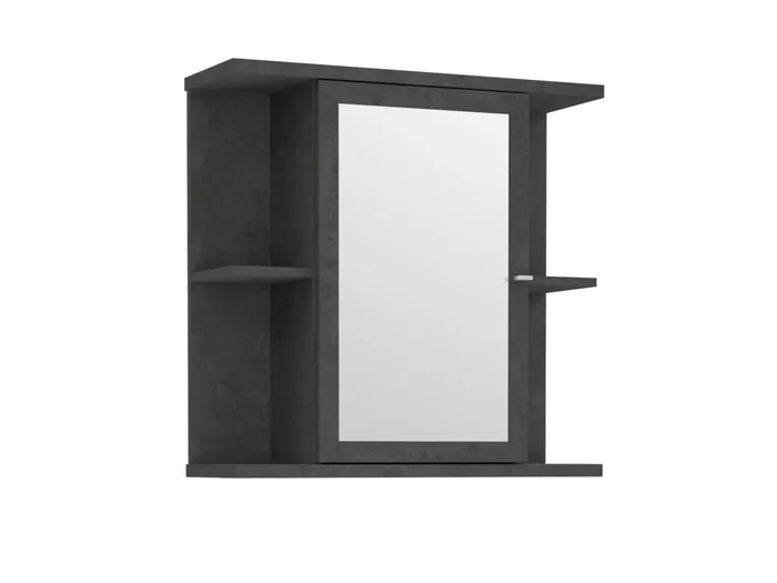 Koupelnová horní skříňka se zrcadlem – tmavě šedý beton