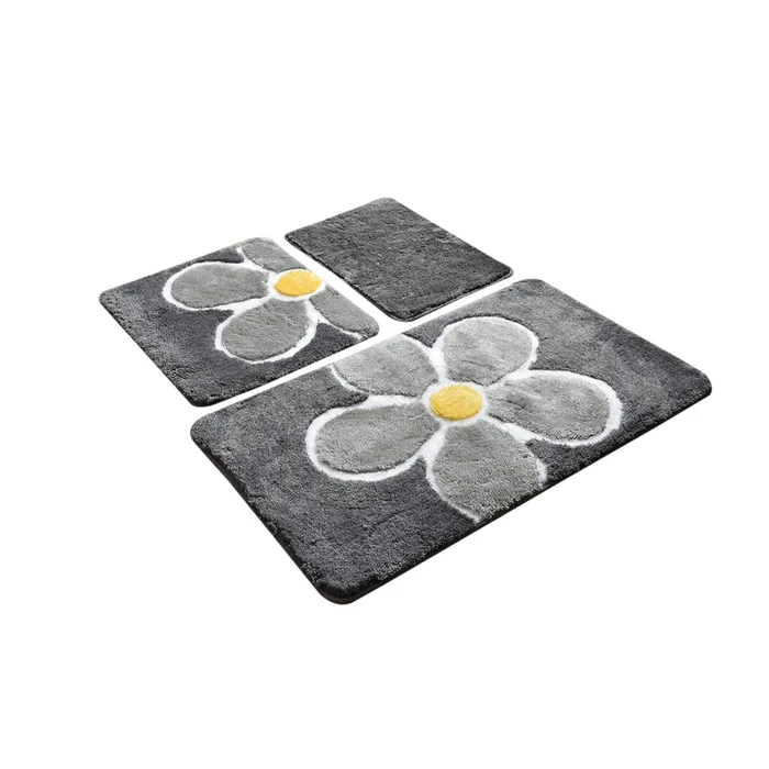 Koupelnová předložka KVĚTY – protiskluz, sada 3 ks (40×60, 50×60, 60×100 cm)