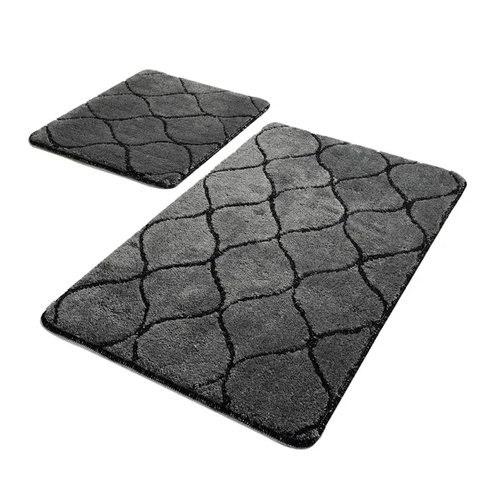 Koupelnová předložka NEKONEČNO, antracit – protiskluz, sada 2 ks (50×60 cm, 60×100 cm)
