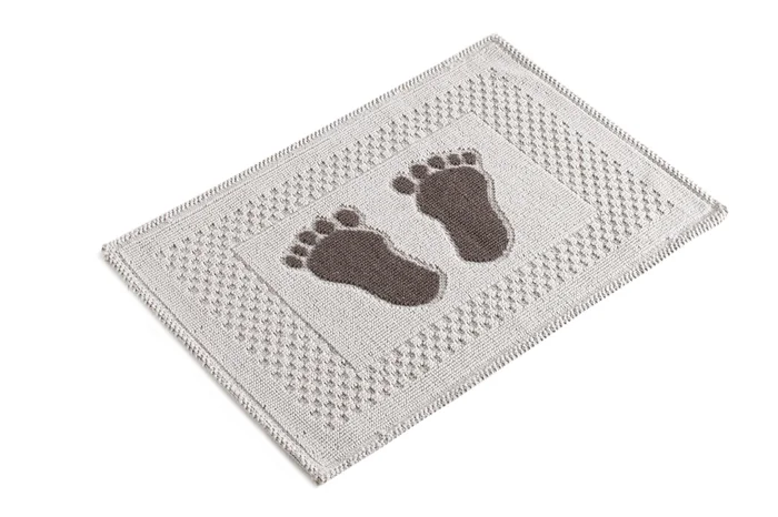Koupelnová rohož STOPY šedá 50×70 cm protiskluz