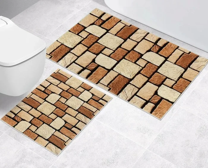 Koupelnová sada předložek Kamenná dlažba 3D 2 kusy