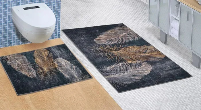 Koupelnová sada předložek Pírko 3D bez výkroje 2 kusy