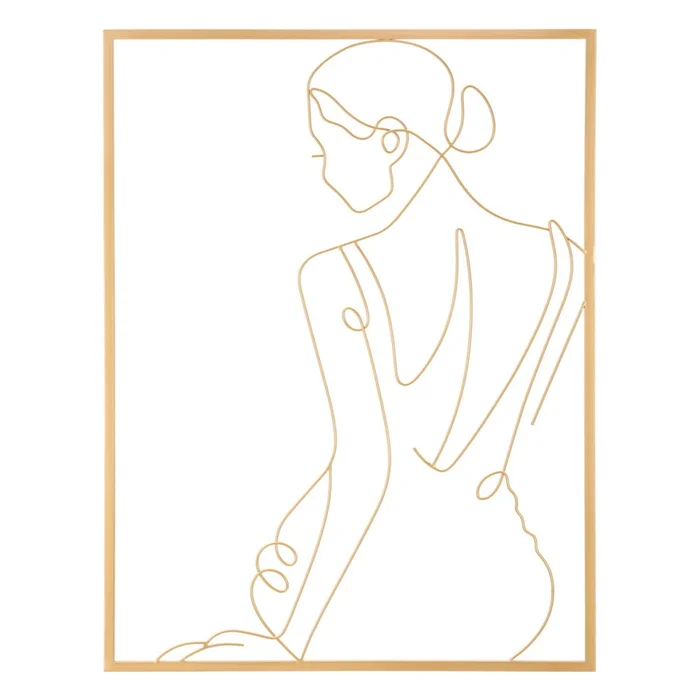 Kovová nástěnná dekorace Gold Woman 60x80 cm