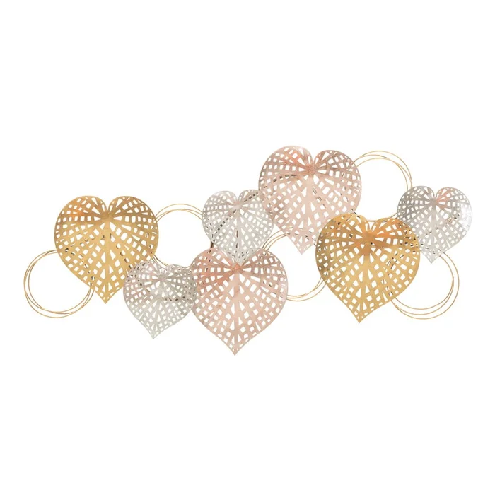 Kovová nástěnná dekorace Hearts 91x40 cm