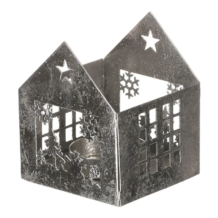 Kovový svícen UM1038 SIL – domeček