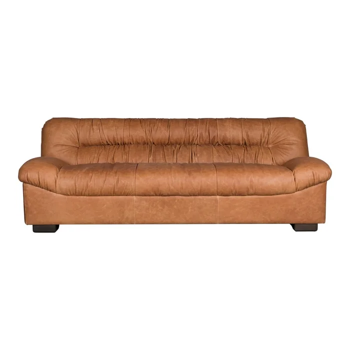 Kožená pohovka Douglas 214 cm v koňakově hnědém odstínu