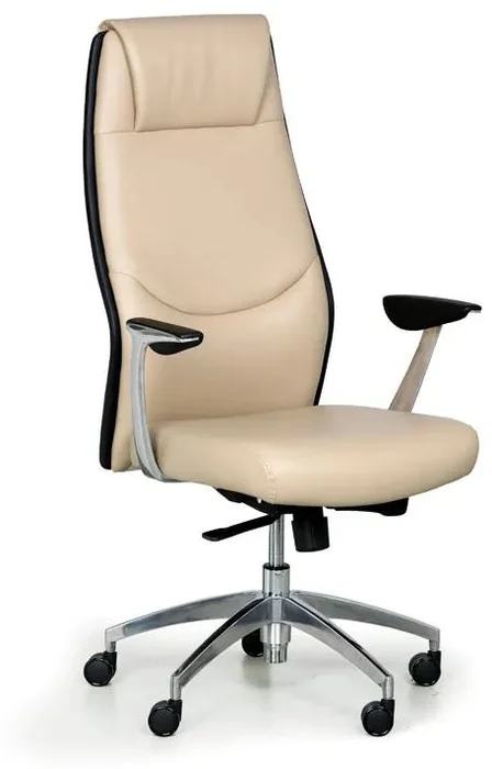 Kožené kancelářské křeslo FANCY béžové