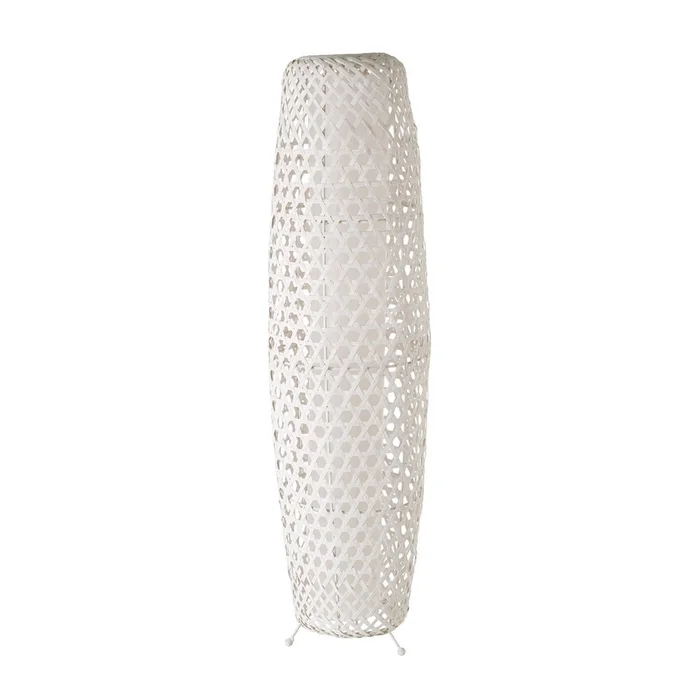 Krémová stojací lampa s bambusovým stínidlem