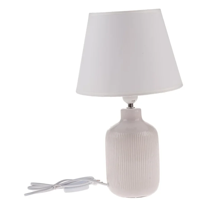 Krémová stolní lampa s textilním stínidlem