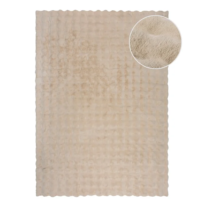 Krémová syntetická kožešina 80x150 cm Waffle Faux Fur