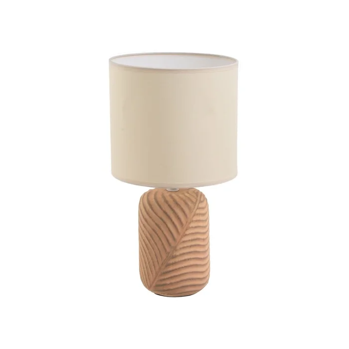 Krémovo-cihlová stolní lampa s textilním stínidlem