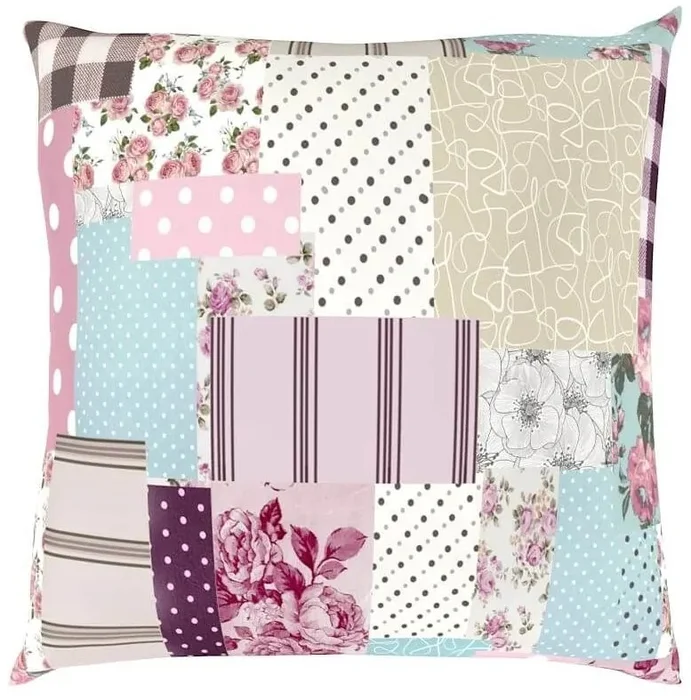 Krepový povlak na polštář PATCHWORK růžový 50x50 cm