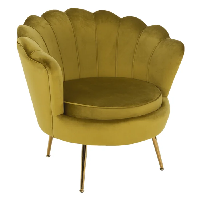 Křeslo Art-deco s velvet potahem a zlatými nohami
