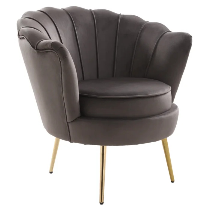 Křeslo Art Deco Velvet se zlatým chromem