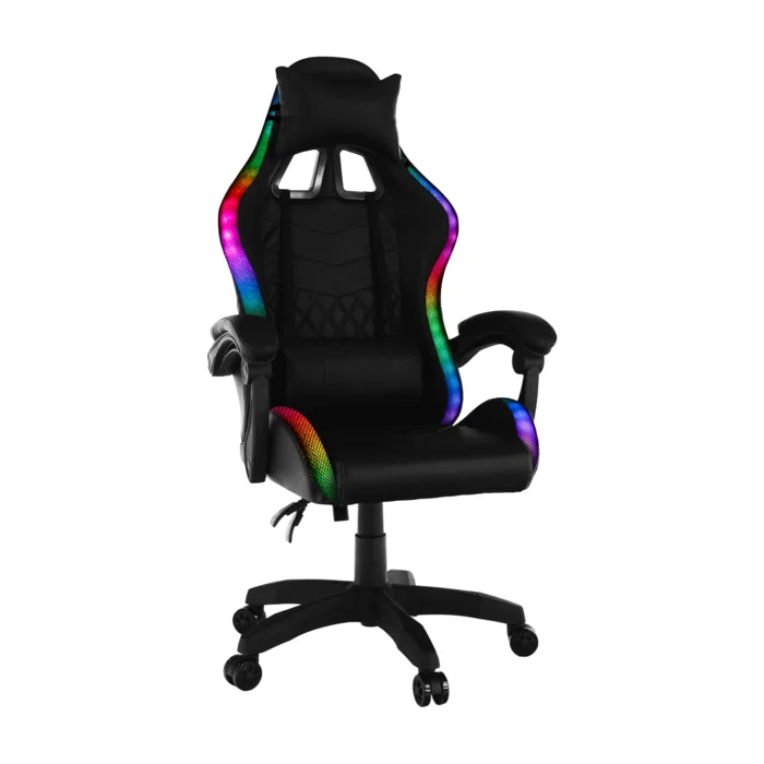 Křeslo kancelářské/herní s RGB podsvícením, černé, MAFIRO