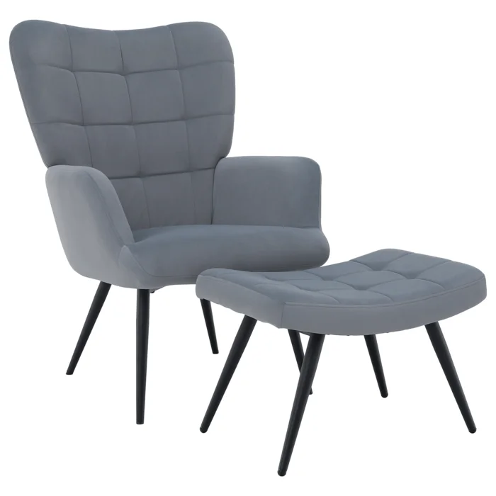 Křeslo s podnoží HABEN, šedá Velvet/černá