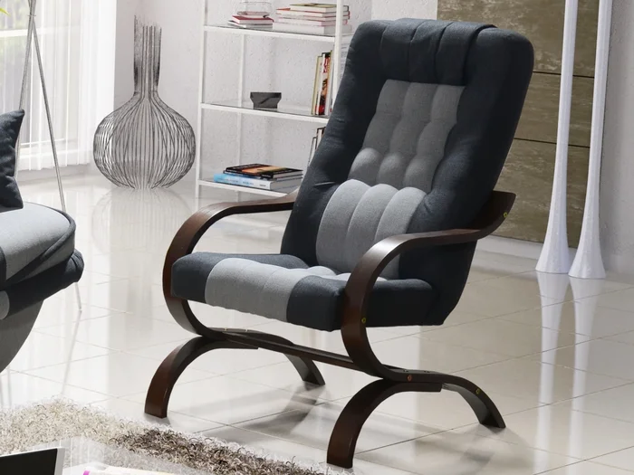 Křeslo WESSON 1 – grafit/světle šedá, podnož wenge