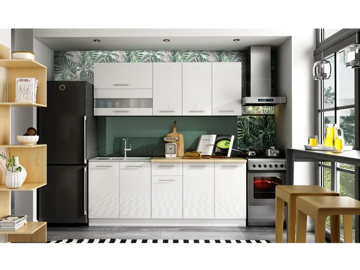 Kuchyně Colby 200 cm – bílý lesk