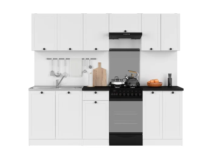 Kuchyně JAMISON 180/230 cm, bílá, bez pracovní desky