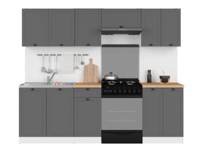 Kuchyně JAMISON 180/240 cm bez pracovní desky – bílá/grafit