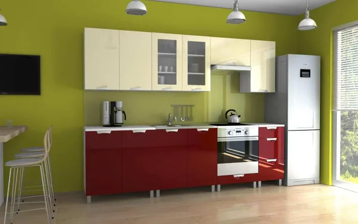 Kuchyňská linka Parkour 260 vanilka/bordo lesk