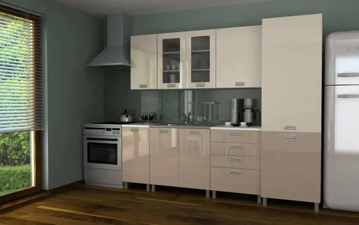 Kuchyňská linka Simeon 240 – jasmín a capucino lesk