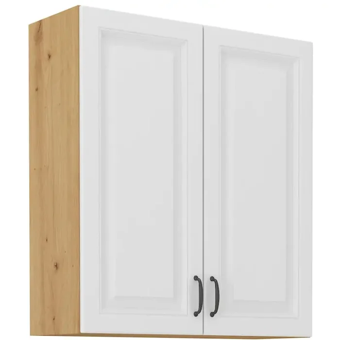Kuchyňská skříňka Stipe 80 cm, bílo-dub artisan, 2 dveře