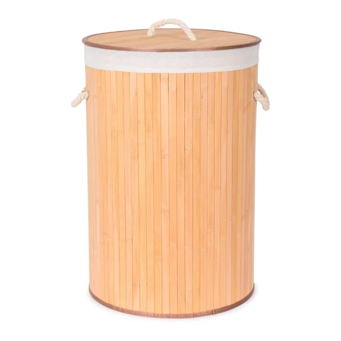 Kulatý bambusový koš na prádlo