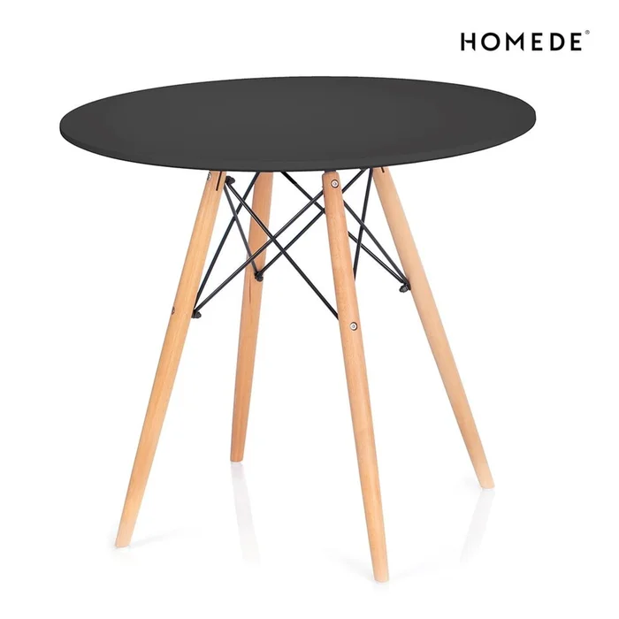 Kulatý jídelní stůl s černou deskou 80 cm