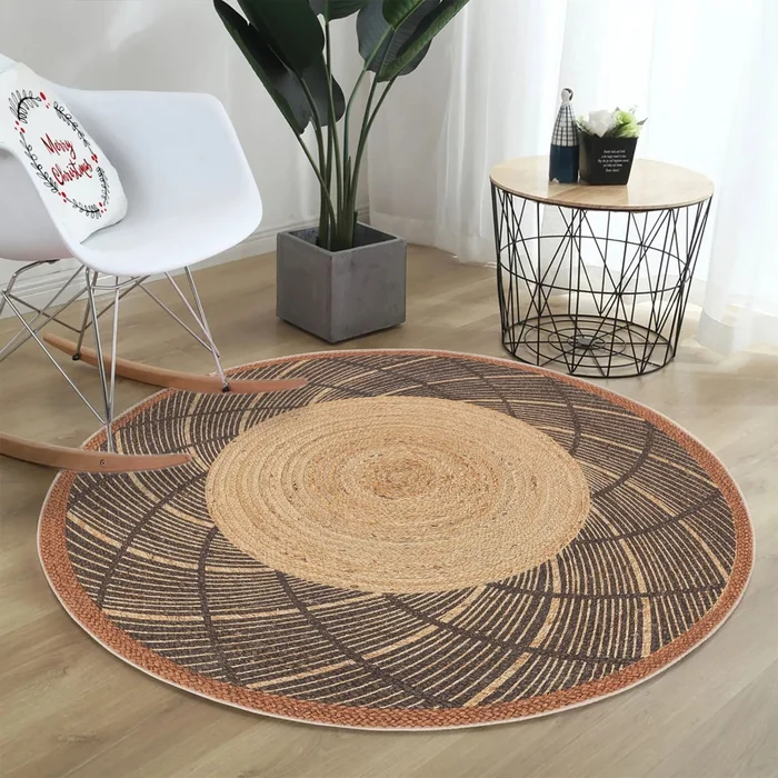 Kulatý koberec 120 × 120 cm, krémový (bavlna/polyester)