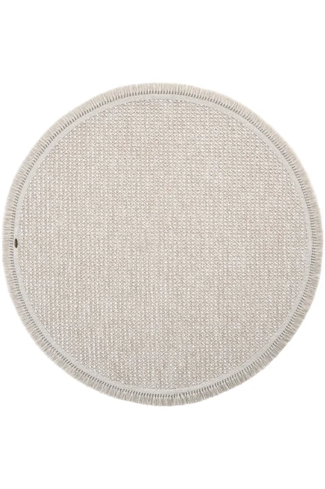 Kulatý krémový koberec 100 cm, syntetický s třásněmi