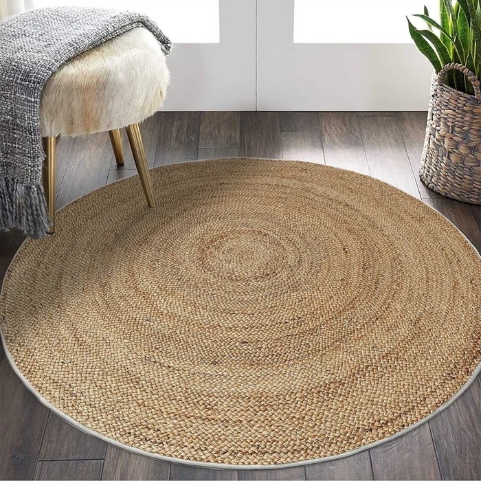 Kulatý krémový koberec 90×90 cm (bavlna/polyester)